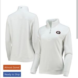 Women’s Vineyard Vines White Georgia Bulldogs Shep Shirt 2.0 Quarter-Zip Jacket